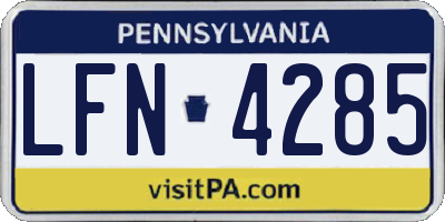 PA license plate LFN4285
