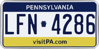 PA license plate LFN4286