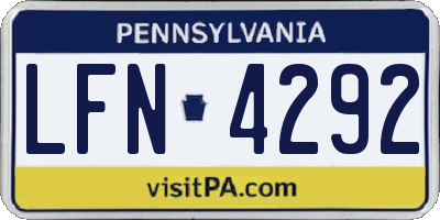 PA license plate LFN4292