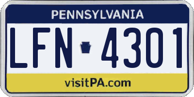 PA license plate LFN4301