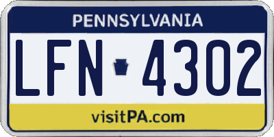 PA license plate LFN4302