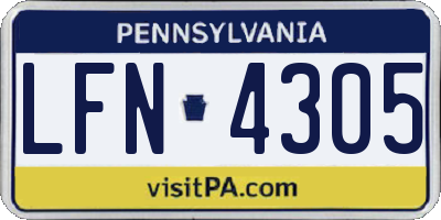 PA license plate LFN4305