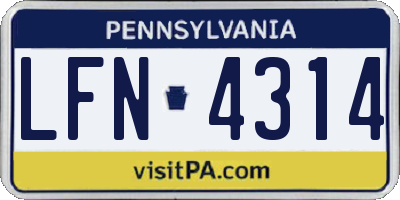 PA license plate LFN4314