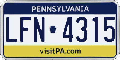 PA license plate LFN4315