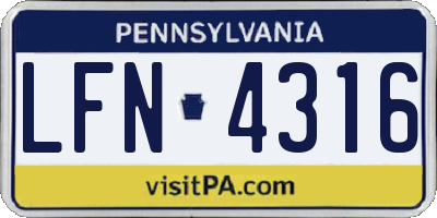 PA license plate LFN4316