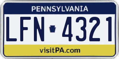 PA license plate LFN4321