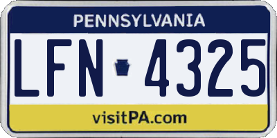 PA license plate LFN4325