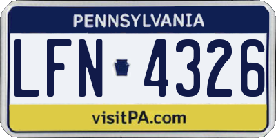 PA license plate LFN4326