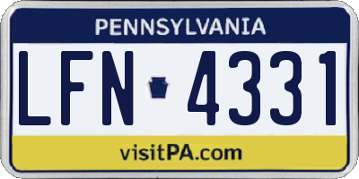 PA license plate LFN4331