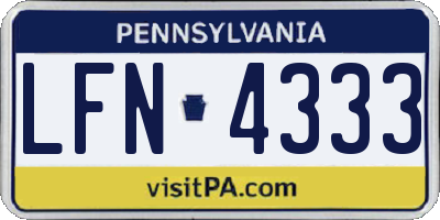PA license plate LFN4333