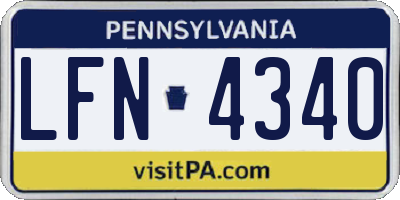 PA license plate LFN4340