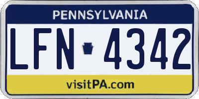 PA license plate LFN4342