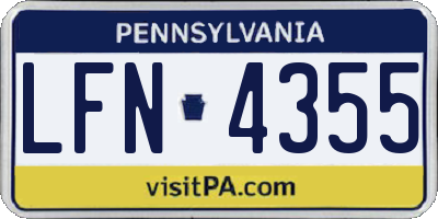 PA license plate LFN4355