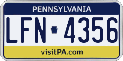 PA license plate LFN4356
