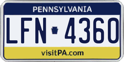 PA license plate LFN4360