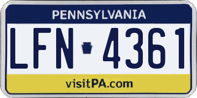 PA license plate LFN4361
