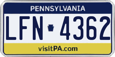 PA license plate LFN4362