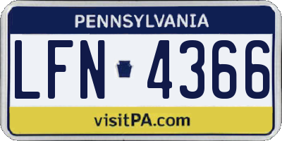 PA license plate LFN4366