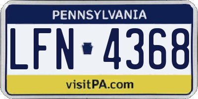 PA license plate LFN4368