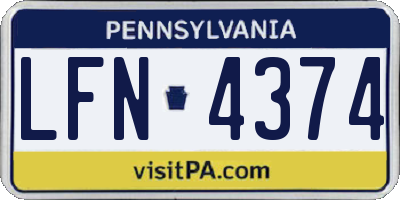 PA license plate LFN4374