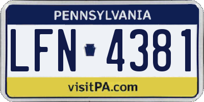 PA license plate LFN4381