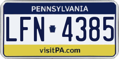 PA license plate LFN4385