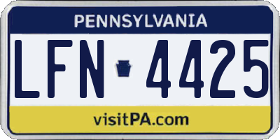 PA license plate LFN4425