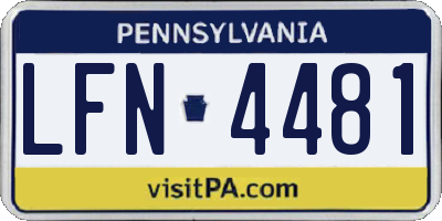 PA license plate LFN4481