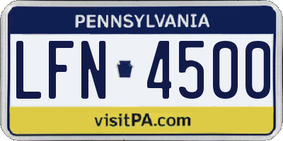 PA license plate LFN4500