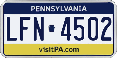 PA license plate LFN4502