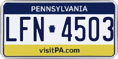 PA license plate LFN4503