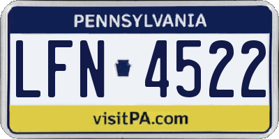 PA license plate LFN4522
