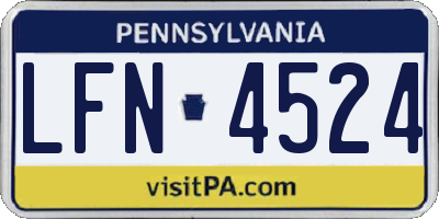 PA license plate LFN4524
