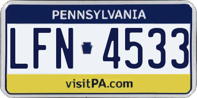 PA license plate LFN4533