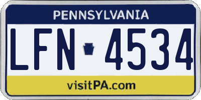 PA license plate LFN4534