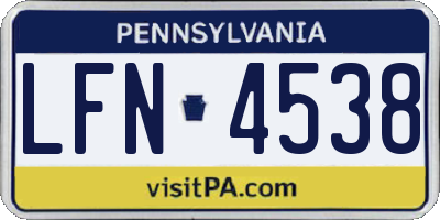 PA license plate LFN4538