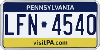PA license plate LFN4540