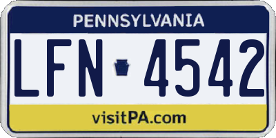 PA license plate LFN4542