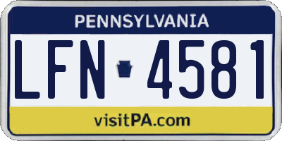 PA license plate LFN4581