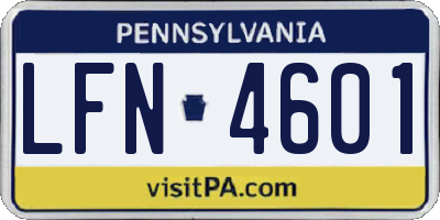 PA license plate LFN4601