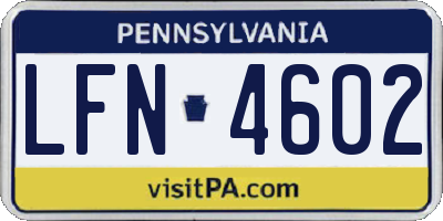 PA license plate LFN4602