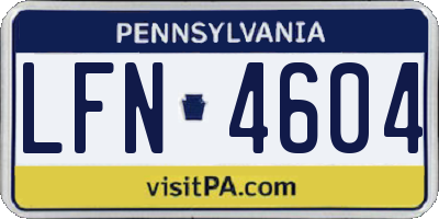 PA license plate LFN4604