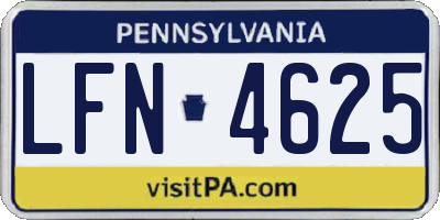 PA license plate LFN4625