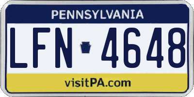 PA license plate LFN4648