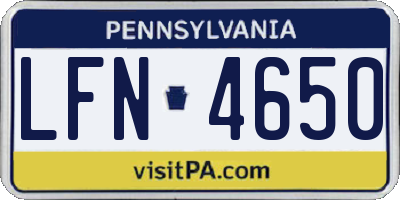 PA license plate LFN4650