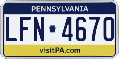 PA license plate LFN4670