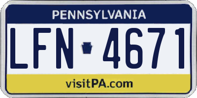 PA license plate LFN4671