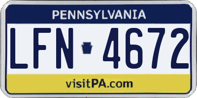 PA license plate LFN4672