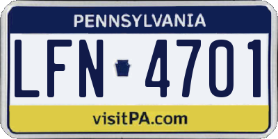 PA license plate LFN4701
