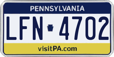 PA license plate LFN4702